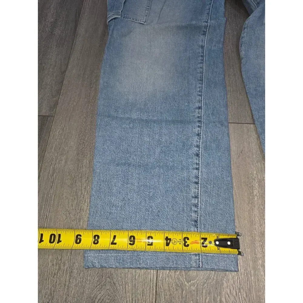 GAP 90's Loose Mid Rise cotton Cargo Jeans Women 24 Wide Leg Blue Denim A003268 - Picture 5 of 13